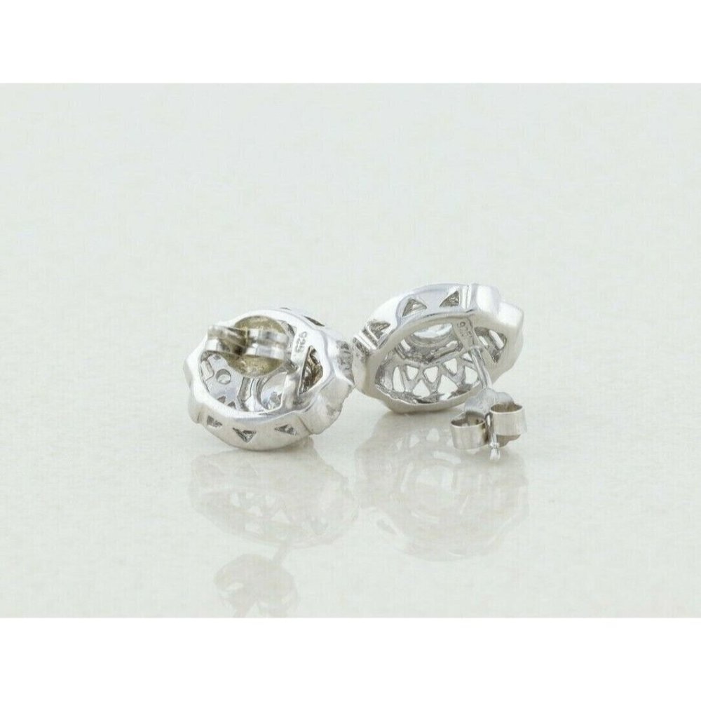 Sparkly Sterling Silver White Cz Earrings Stud Post Earrings - Picture 8 of 9